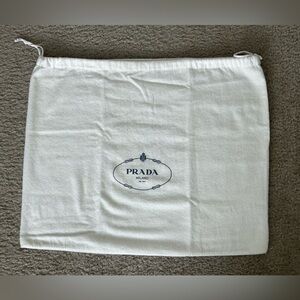 Prada Drawstring Dust Bag White Cotton, 15"x 19"